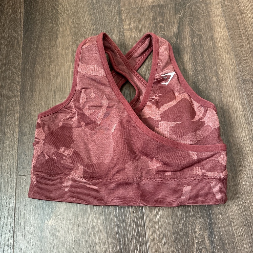 Gymshark Maroon Camo Sports Bra